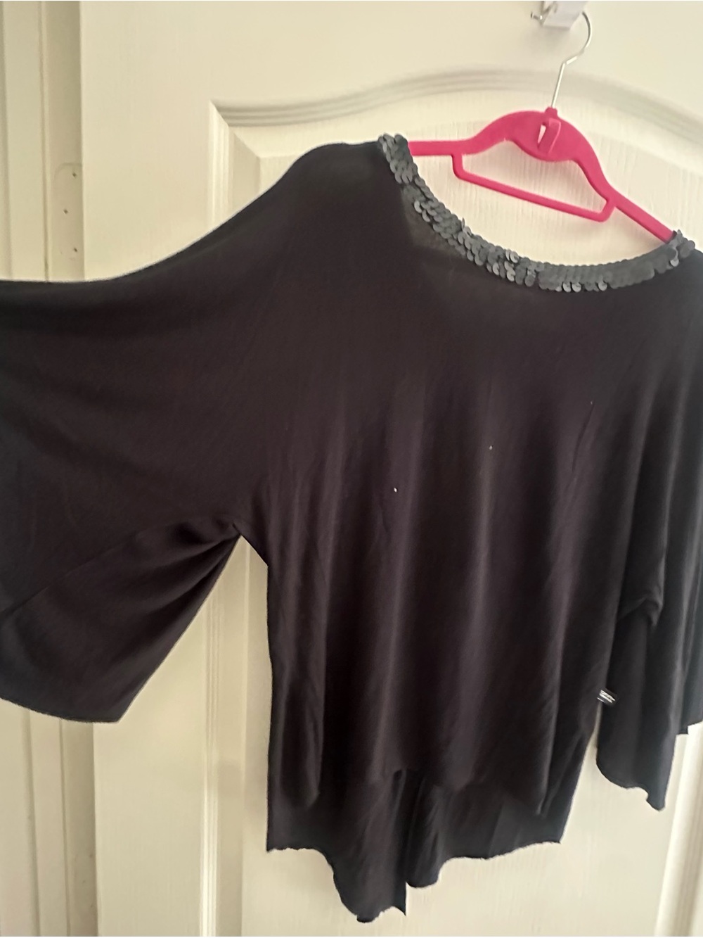 Black Sequin-Trim Dolman Sleeve Women's Top Brand: DNA Brasil